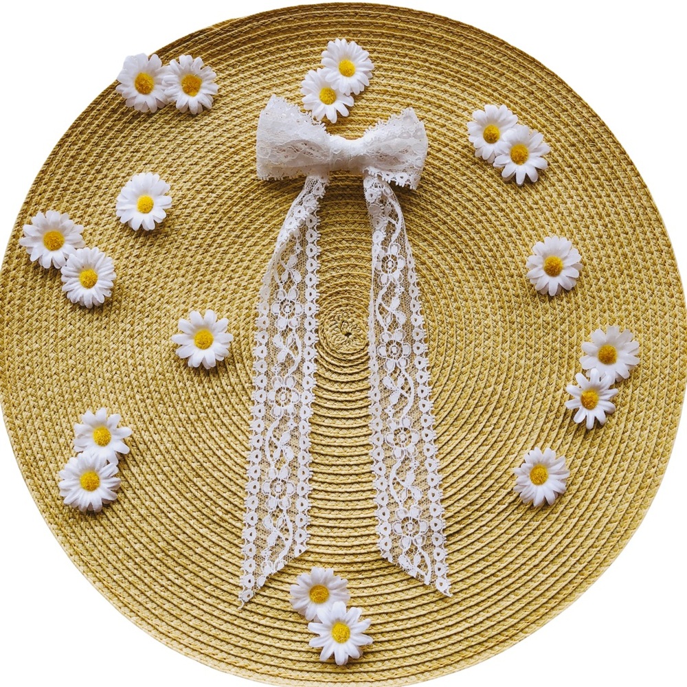White Lace Hair Bow